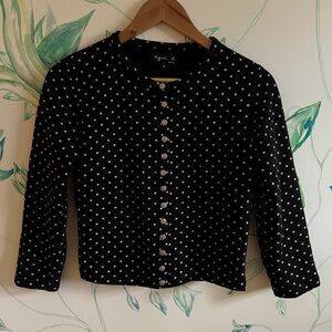 Agnes B. Black and White Polka Dot Cardigan